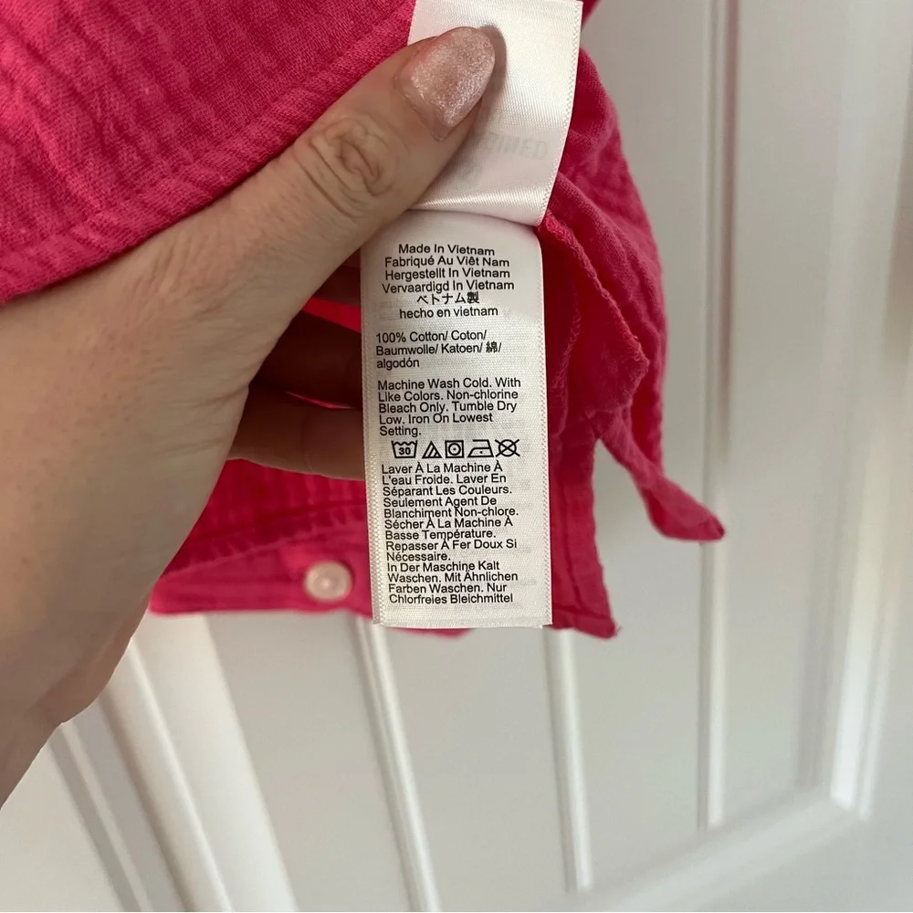 J. Crew Cotton Gauze Fresco Top Long Sleeve Button Front Pink Size 2X NWT - Picture 6 of 8